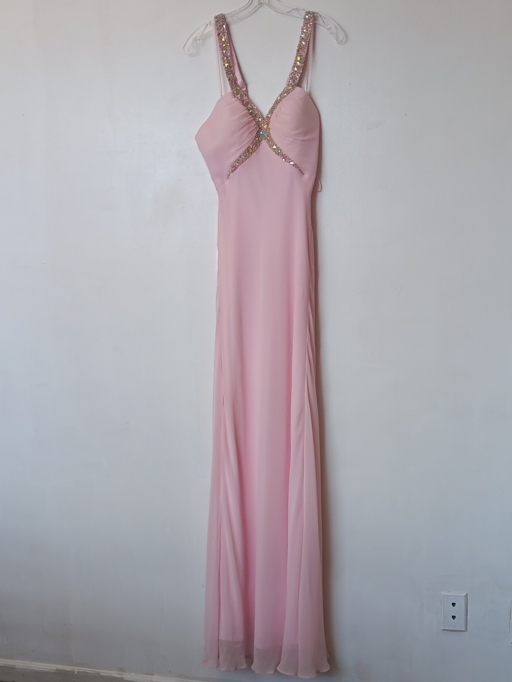 Vintage Faviana Delicate Light Pink Sequin-Strap Prom Dress